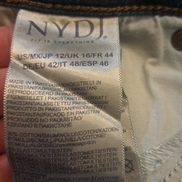 NYDJ Marilyn Straight Dark Wash Denim Jeans Size 12 - Picture 12 of 15